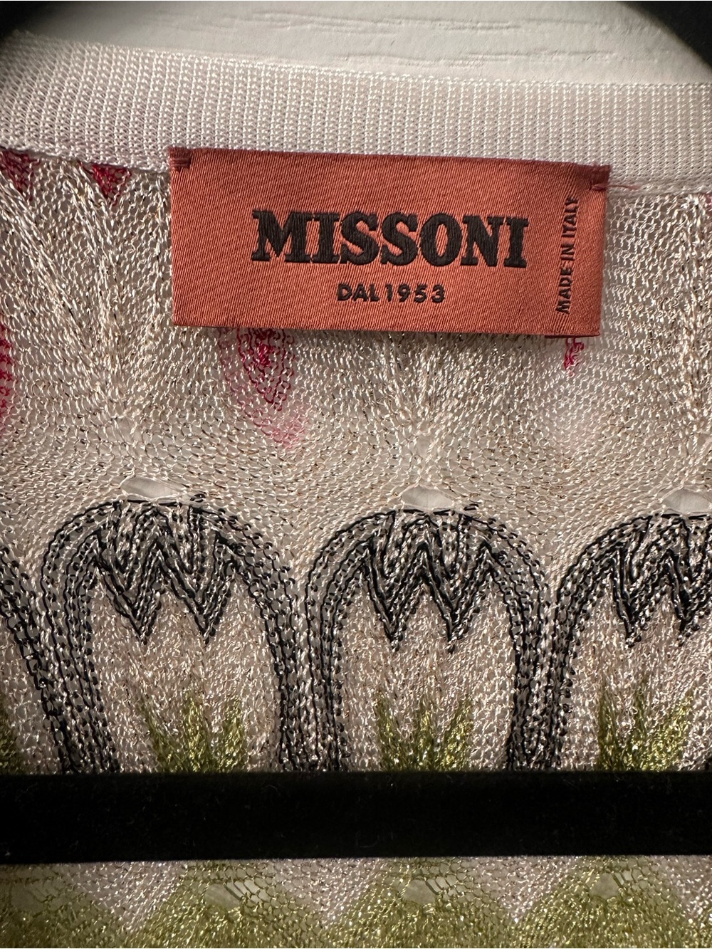 Missoni Multicolor V-Neck Knit Sweater in Pink, Green, Cream IT42 - Picture 9 of 14